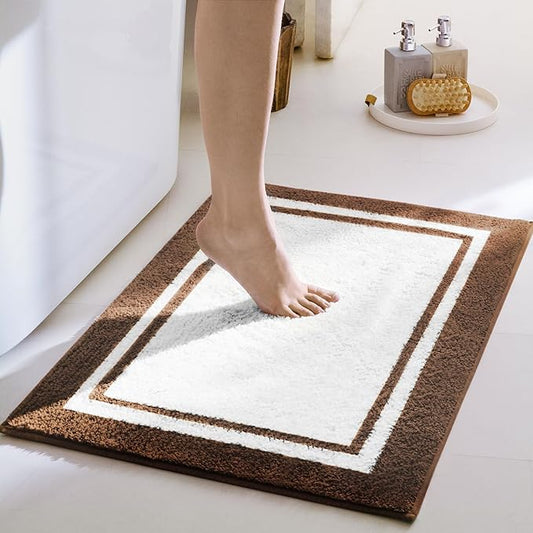 GRANNY SAYS Microfiber Bathroom Rugs Non Slip Washable, Water Absorbent Bathroom Mats for Tub, Soft Bath Mats for Bath Floor & Shower, Bath Rug, 24" x 36", Brown Bath Rugs