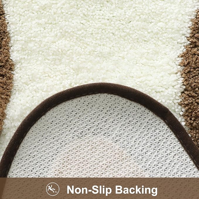 HAOCOO Brown Long Bathroom Rug Runner, Microfiber Absorbent Boho Bath Mats for Bathroom Non-Slip, Washable Soft Plush Shower Mats for Sink Shower Tub