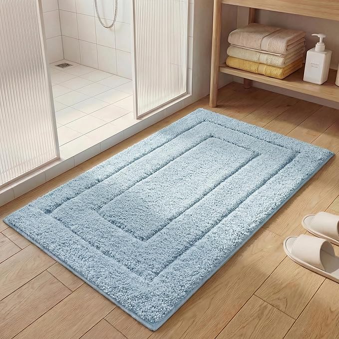 GRANNY SAYS Bathroom Rugs Non Slip, 16" x 24", Bath Rugs for Bathroom Washable, Bath Mats for Floor, Microfiber Bath Mat for Tub, Absorbent Bath Rugs for Shower Room, Pearl White