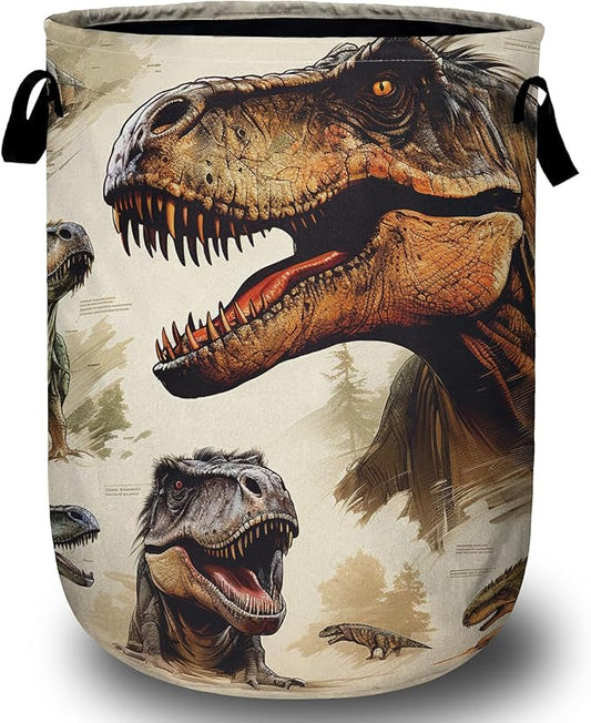 Dinosaur Laundry Basket, Laundry Hamper Collapsible Oxford Cloth with Handle Clothes Toy Storage Bin for Bathroom Laundry Room Bedroom 15.7 X 20 Inch