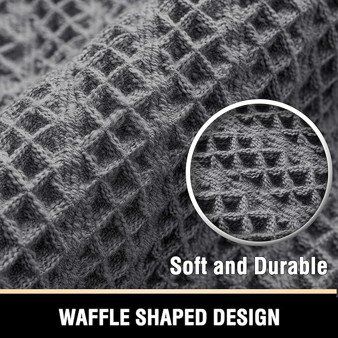 H.VERSAILTEX Waffle Bath Mat Super Absorbent Boho Bath Mat Non Slip Bath Rugs for Bathroom Floor Machine Washable Dry Fast Bathroom Rugs with Tassels (47 x 17 Plus 17 x 24 Inches, Gray)