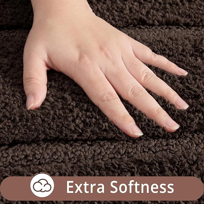 HOMORE Bathroom Runner Rug 24x60 Inch Brown Long Runner Rug, Soft and Absorbent Bath Runners Rugs, Non Slip Washable Bathroom Rugs, Plush Bath Mat for Shower Floor