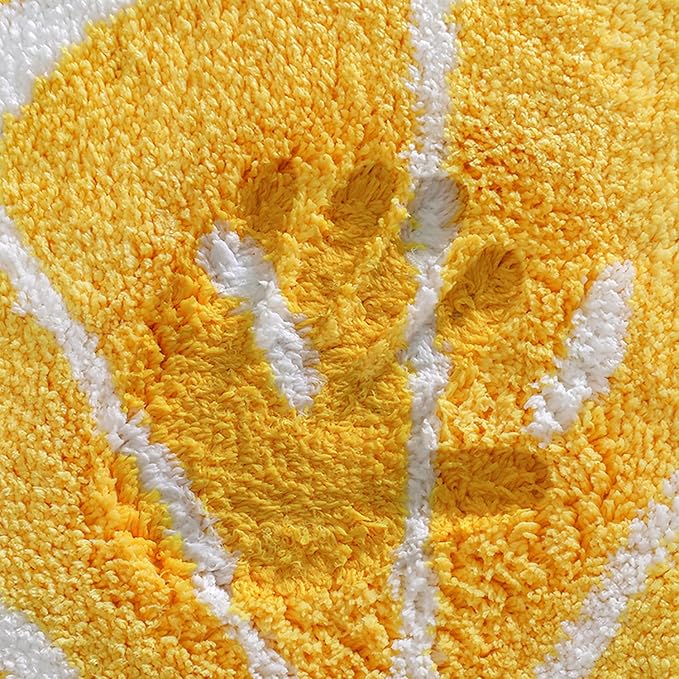 Half Round Microfiber Soft Lemon Shape Bathroom Rugs Non Slip Shag Bath Mat Rug for Kitchen Bedroom Rubber Shower for Floor Living Room Mats Water Absorbent Washable (40cmx60cm, Lemon)
