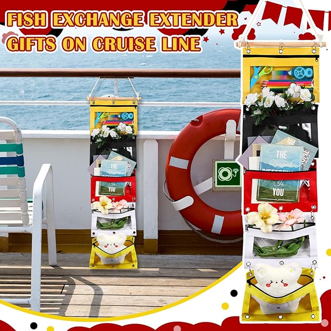 Abbylike 2 Pcs Fish Extender Hanging Pockets with 5 Pockets Cruise Gifts Hanging Bag Organizer Cruise Essentials 2026 for Door Decorations