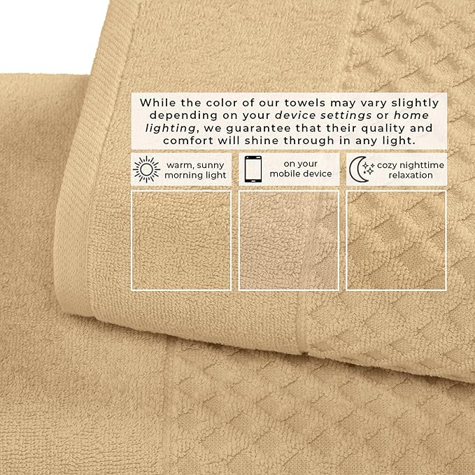 Great Bay Home Bath Towels - 100% Cotton 6 Piece Towel Set - Diamond Waffle Weave - Absorbent, Durable, Quick-Dry Towels for Bathroom (Oatmeal)