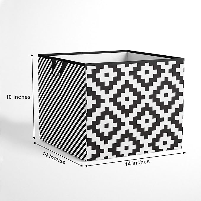 Bacati - Large Storage Tote Aztec Love Black Neutral 14 x 14 x 10 inches
