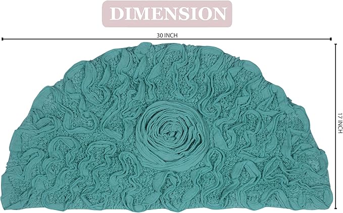 Home Weavers Bell Flower Collection 100% Cotton Tufted Bath Rugs, Extra Soft and Absorbent Bath Rugs, Non-Slip Bath Mats, Machine Washable, Bathroom Bath Mats for Floor, 17"x30" Slice Rug, Turquoise