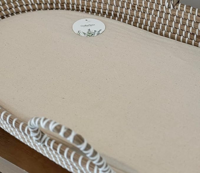 Seagrass Baby Changing Basket with Pad, Portable Diaper Topper, Hand-Woven Basket