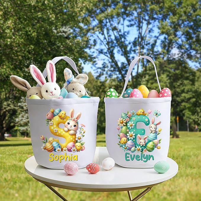 callie Personalized Easter Basket Stuffers, Custom Initial and Name on Basket Stuffers, Easter Bonus Gifts Brithday Gifts for Family Son Daughter (Cartoon Easter Basket)