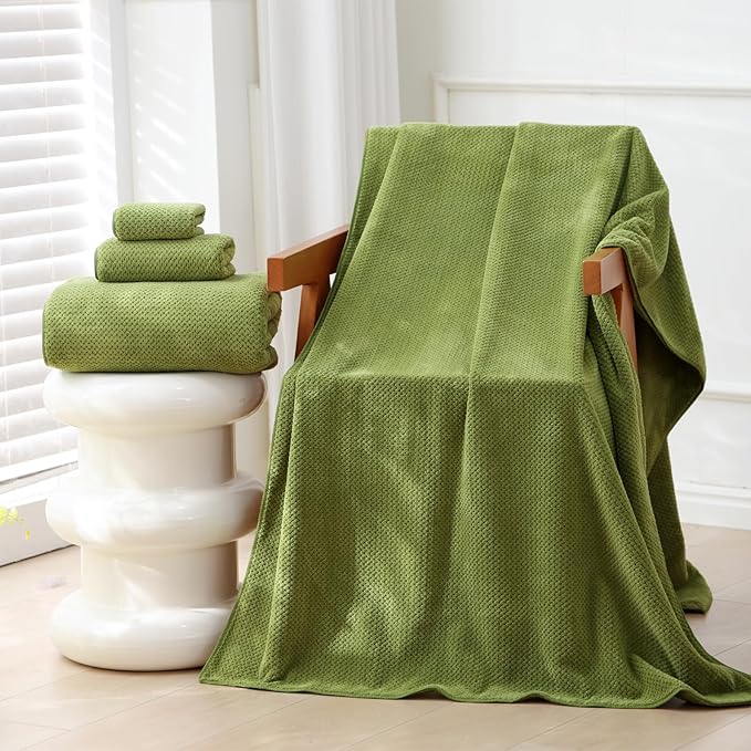 30x60 Inches Extra Large Bath Towels Set Super Soft Absorbent Luxury Microfiber Towels for Bathroom (Sage Green, 3PCS)