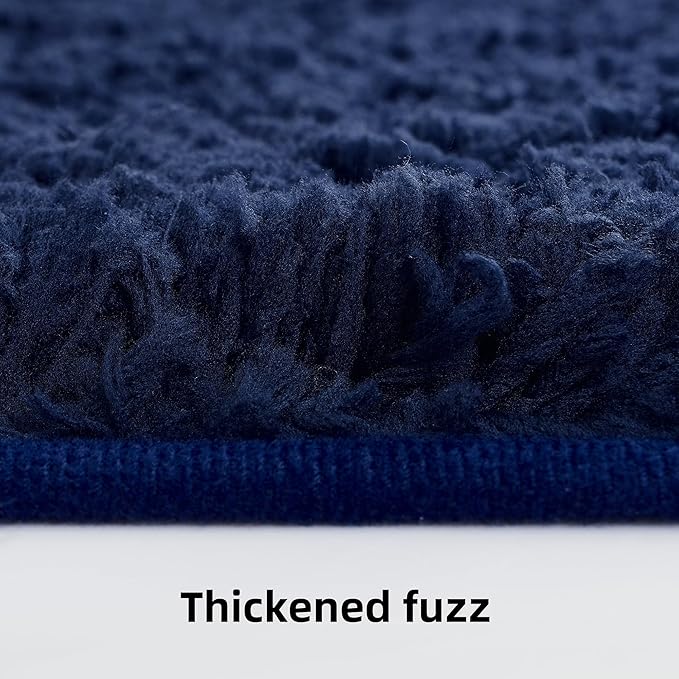 3 Pieces Luxury Bathroom Rug Set with U-Shaped Toilet Rug, Non-Slip Rubber Bottom, Thick Microfiber Fluffy Plush, Water absorption, Quick Dry, Ultra Soft, Bath Mats for Bathroom, Tub(Navy Blue)