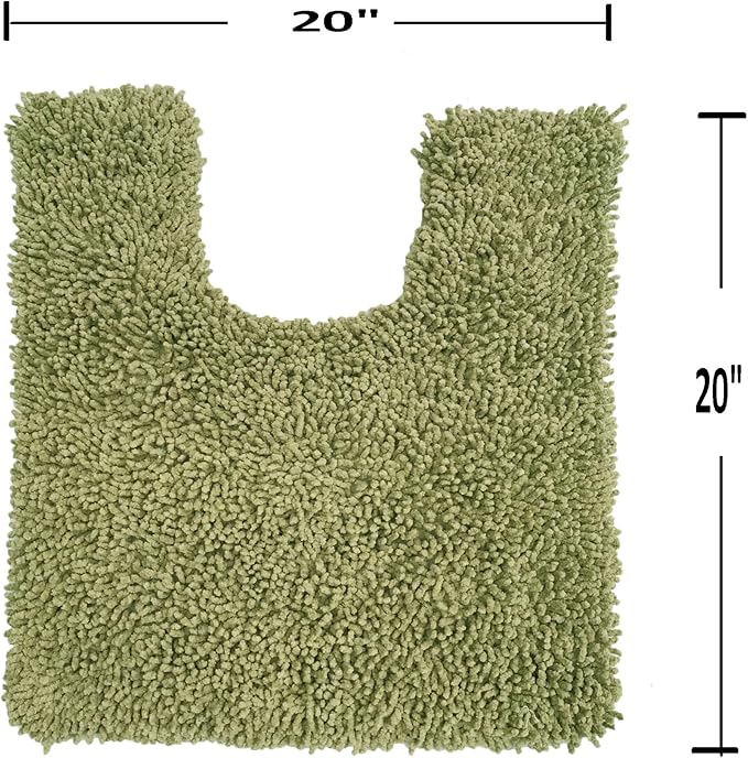 Home Weavers Fantasia Bath Rug 100% Cotton Bathroom Rugs Set, Bathroom Décor, Washable Rug, Extra Soft and Absorbent bath Rug, Kitchen Mat, Bath Mat Set, Bath Floor Mat Non Slip, 20"x20" Contour, Sage