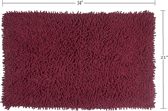 Home Weavers Fantasia Bath Rug 100% Cotton Bathroom Rugs Set, Washable Rug, Soft Cotton Extra Soft and Absorbent Bath Rug, Kitchen Mat, Bath Mat Set, Bath Floor Mat Non Slip, 21"x34" Rectangle, Red