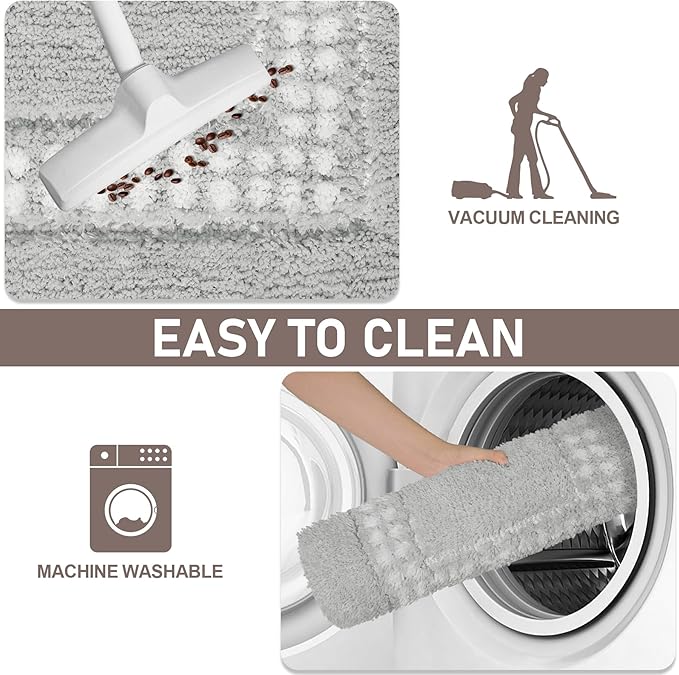 Gray Bathroom Rugs 24x47, Non Slip Washable Bath Mats,Super Soft Microfiber Bathroom Runner, Plush Fluffy Absorbent Bath Rugs for Sink Tub Basin Shower Floor