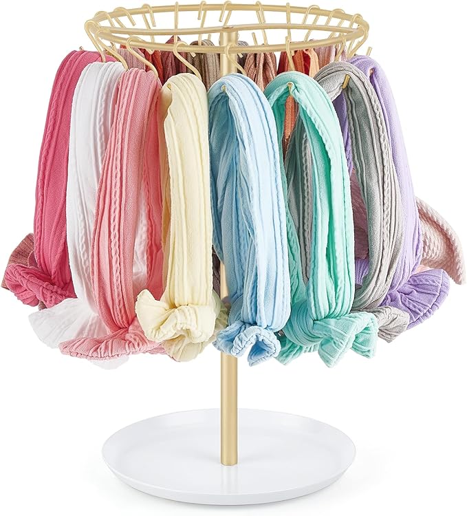 Dahey Headband Holder Hair Bow Organizer for girls and 4 Pcs Small Woven Baskets Set for Organizing, Nursery Living Girls Baby Room Bathroom Bedroom Apartments Dorm Pantry Farmhouse Rustic Home Decor