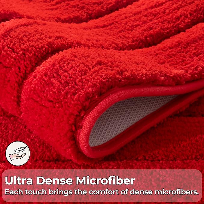 GRANNY SAYS Bathroom Rug, 16" X 24" Bath Rugs for Bathroom, Microfiber Cute Bath Mats, Washable Rug for Bath Tub, Bath Mat Non-Slip, Decorations Indoor Red