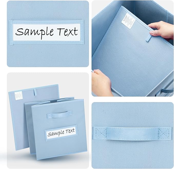 artsdi Fabric storage cubes (8 Pack) 13 Inch Cube Storage Bin, cube organizer bins with 8 Labels Window Cards & a Pen,Foldable cube organizer bins and Storage Box,Pastel Blue