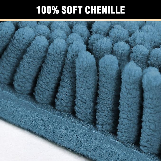 H.VERSAILTEX Microfiber Bath Rugs Chenille Floor Mat Ultra Soft Washable Bathroom Dry Fast Water Absorbent Bedroom Area Rugs, 24 x 42 - Inch, Dark Teal