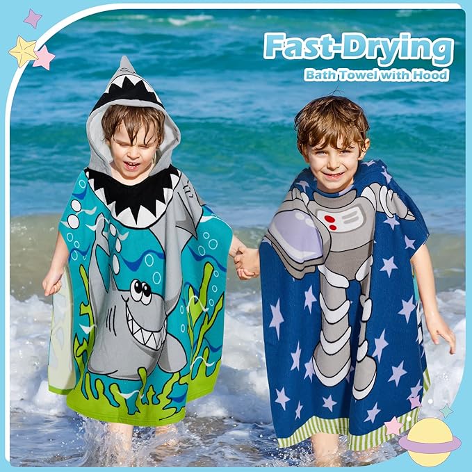 6 Pcs Kids Hooded Towel Kids Bath Towels with Hood Microfiber Baby Pool Beach Towel for Boy Girls Toddler(47 x 24 Inch,Vivid Style)
