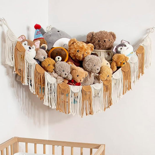 Stuffed Animal Hammock Hanging Net Organizer for Children's Room Stuffed Animal Toy Hammock for Teddy net Corner Hanging Toy Net for Bedroom