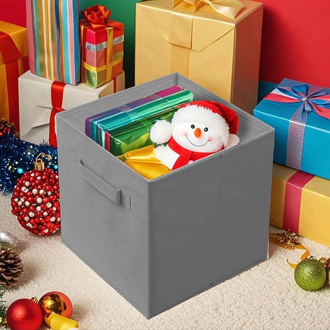 ShellKingdom Storage Bins, Foldable Fabric Storage Cubes And Cloth Storage Organizer Drawer For Closet And Toys Storage, 2 Pack (Gray)