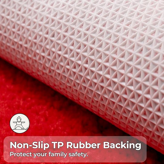 GRANNY SAYS Bathroom Rug, 16" X 24" Bath Rugs for Bathroom, Microfiber Cute Bath Mats, Washable Rug for Bath Tub, Bath Mat Non-Slip, Decorations Indoor Red