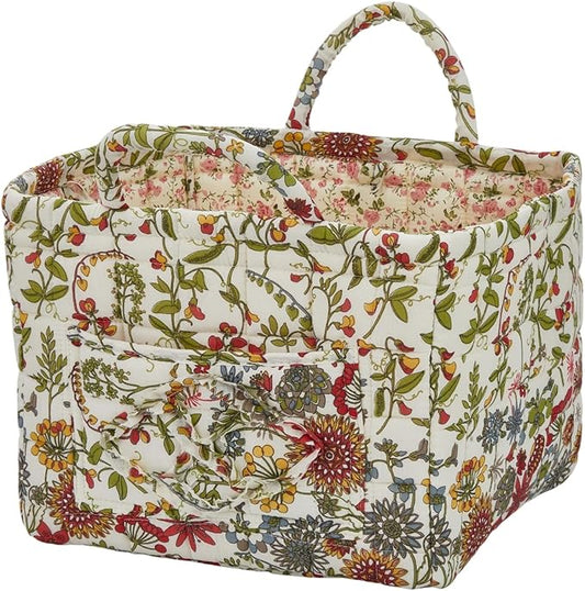 Boho Fabric Storage Basket, Large Capacity Laundry Basket, 12.2'' x 10.23'' x 10.23'' Collapsible Laundry Hamper with Easy Carry Handles (C Multi-Color 7, L)