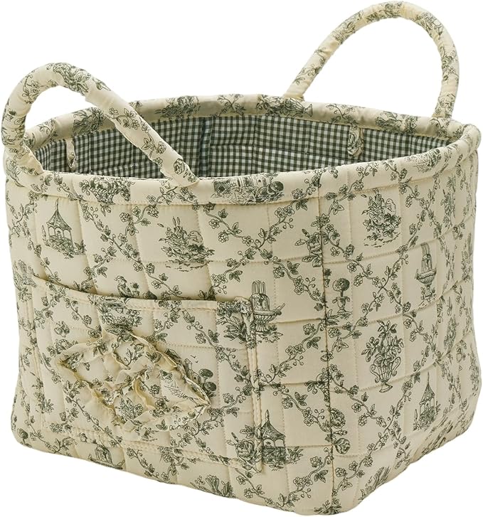 Boho Fabric Storage Basket, Large Capacity Laundry Basket, 12.2'' x 10.23'' x 10.23'' Collapsible Laundry Hamper with Easy Carry Handles (B Multi-Color 3, L)