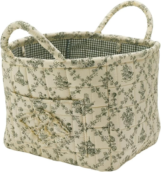 Boho Fabric Storage Basket, Large Capacity Laundry Basket, 12.2'' x 10.23'' x 10.23'' Collapsible Laundry Hamper with Easy Carry Handles (B Multi-Color 3, L)