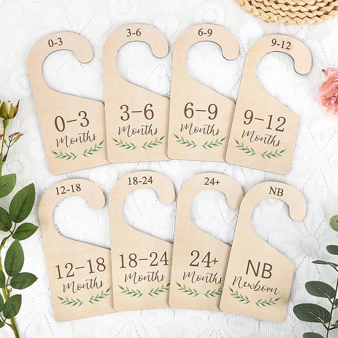 Wooden Baby Closet Dividers,Baby Clothes Dividers For Closet,Baby Closet Organizer Hangers For Nursery,Baby Hangers Size Dividers