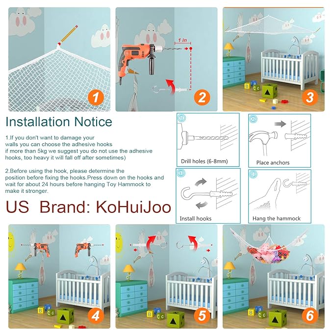 Toy Hammock, Stuffed Animals Hammock, Jumbo Toy Storage Net 83" Wall Sling Corner Extra Large Kids Children Mesh Toy Net Organizer (White, 83 Inch)