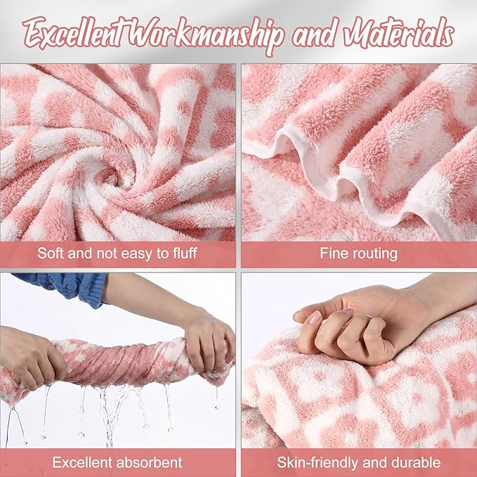 12 Pack Microfiber Bath Towels Bulk 27'' x 60'' Oversized Size Bath Towel Highly Absorbent Extra Large Soft Drying for Shower Beach Winter Salon Sport Gym Party (Flowers,Pink)