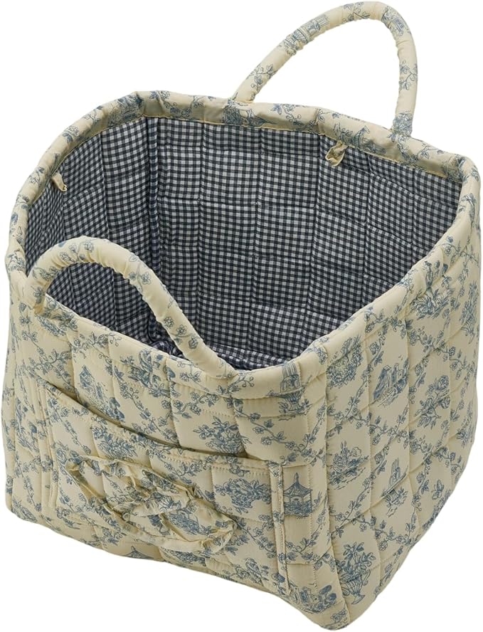 Boho Fabric Storage Basket, Large Capacity Laundry Basket, 12.2'' x 10.23'' x 10.23'' Collapsible Laundry Hamper with Easy Carry Handles (B Multi-Color 2, L)
