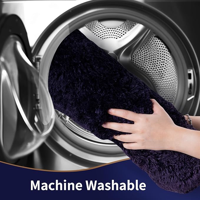 3 Pieces Luxury Bathroom Rug Set with U-Shaped Toilet Rug, Non-Slip Rubber Bottom, Thick Microfiber Fluffy Plush, Water Absorption, Quick Dry, Ultra Soft, Bath Mats for Bathroom, Tub(Purple)