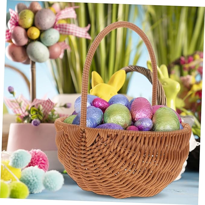 Rectangular Mini Easter Basket with Handle Party Storage for Easter Decor Woven Design for Home Kindergarten Decoration Unique for Friends