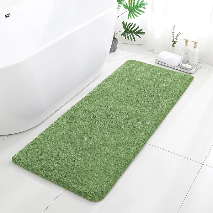 Hunter Green Bathroom Rugs Runner 24"x60" - Long Large Bath Mat, Soft Non Slip Absorbent Microfiber Bathroom Rug, Washable Plush Floor Mat - Perfect for Bedside, Kitchen or Vanity Area