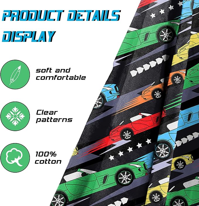 Hooded Towels for Kids -Toddler Beach Towel- Super Absorbent & Quick Dry 100% Cotton 35x60 Inch - to Kid Ages 3-12-Racing Car Swim Towels