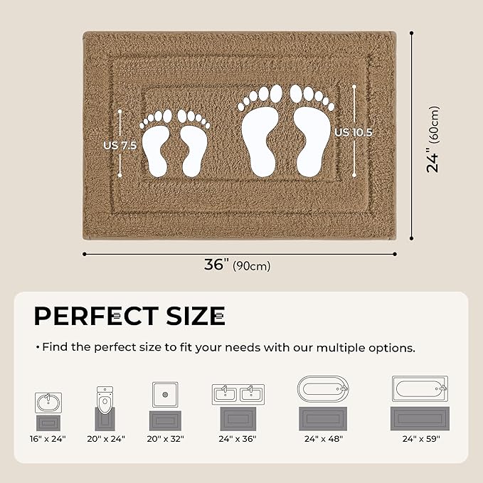 GRANNY SAYS Bathroom Rug Mat, Bath Mats for Bathroom Non-Slip, 24" x 36", Super Soft and Water Absorbent, Microfiber Bath Rugs, Machine Wash Dry, Large Bath Rugs for Floor, Champagne