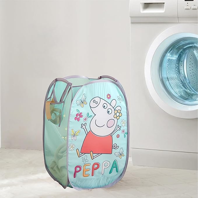 Peppa Pig Collapsible Laundry Basket, Lightweight Clothes Storage Organizer, Foldable Hamper for Bedroom & Playroom