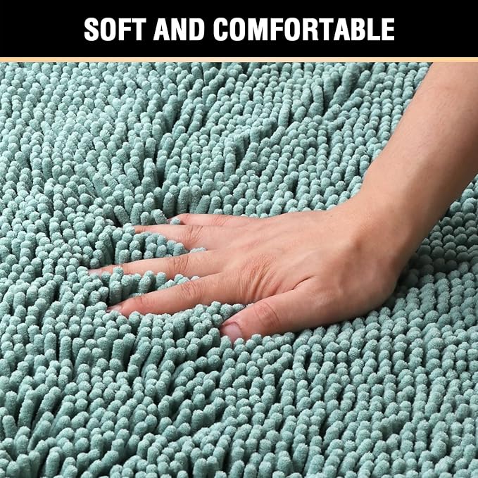 H.VERSAILTEX Bathroom Rug Shag Shower Mat Machine-Washable Plush Bath Mats with Water Absorbent Soft Microfibers, 20" W x 32" L, Eggshell Blue