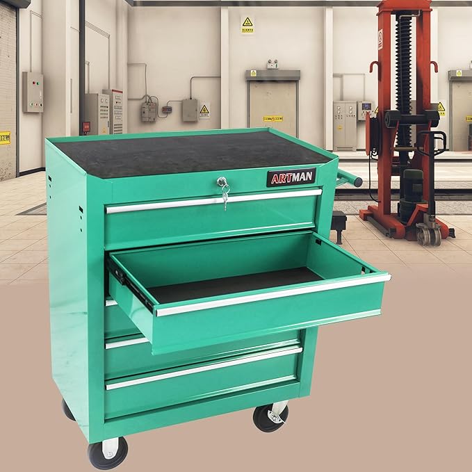 5 Drawers Rolling Tool Chest Cart ,24.2*12.9*29.9"Tool Storage Cabinet With 4 Wheels.Portable Tool Cabinet Trolley With Locking System and Drawer Liners.Tool Storage Cart for Garage,Workshop