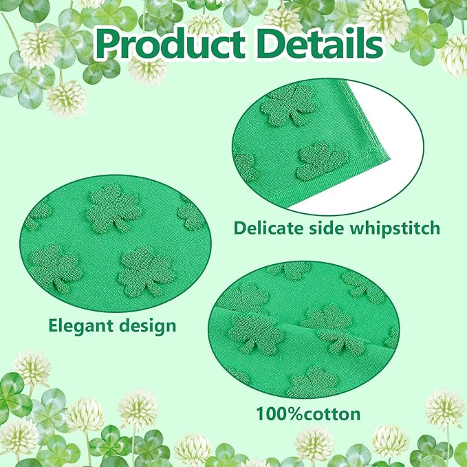 2 Pack St. Patrick's Day Hand Towels Spring Green Clover Shamrocks 100% Cotton Soft Absorbent Decorative Bathroom Towels Set for Bath Kitchen Bar Gift, 13.7'' x 29.5''