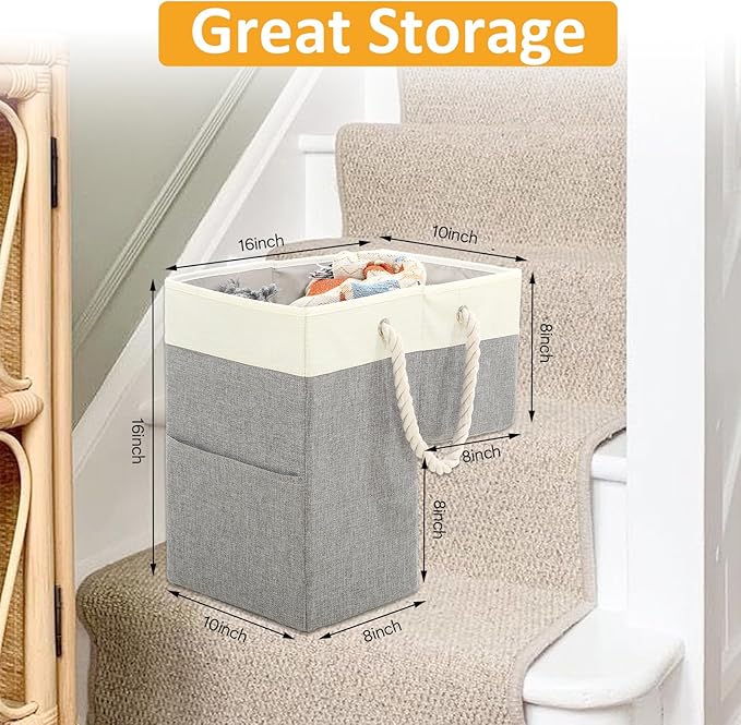 1 Pc Stair Basket for Stairs with Handle, Staircase Baskets for Carpeted and Wooden Stair,16" Step Storage Laundry basket for Stairs, Toys, Clothes, Books, Tools, Magazine, with Hard Board, Anti-slip