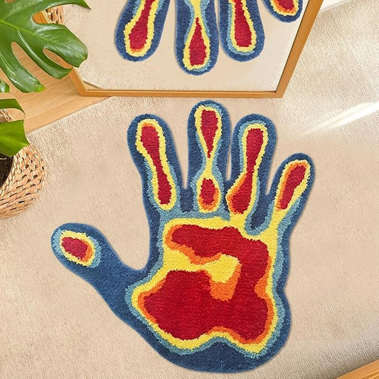 Hand Shaped Rug Fun Bathroom Rugs Cool Abstract Cute Bath Mat Tufted Extra Soft Quick Dry Water Absorbent Non Slip Bath Mats Bedroom Aesthetic Decor Carpet, 2.6 x 2.6FT