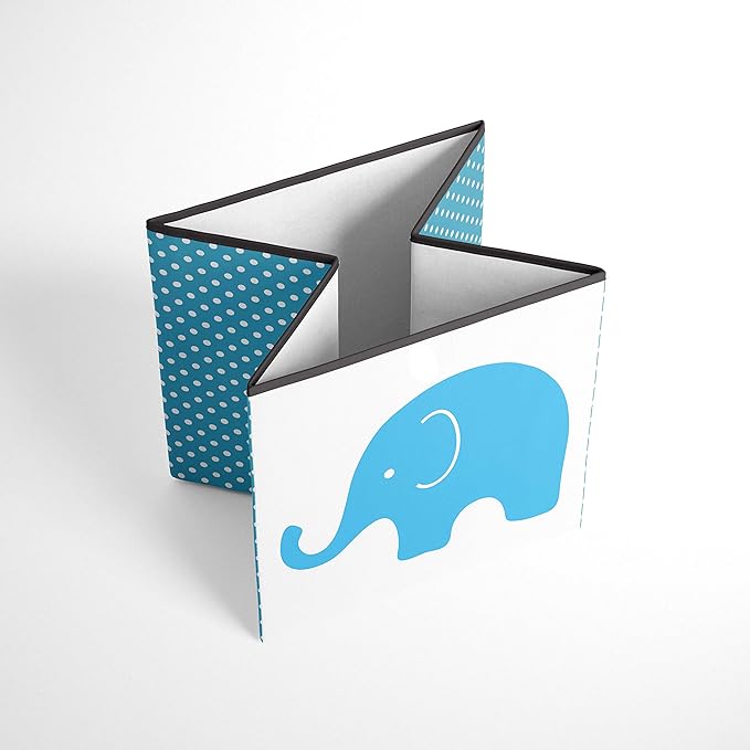 Bacati - Small Storage Tote Elephants Aqua/Lime/Grey 10 X 10 X 10 inches