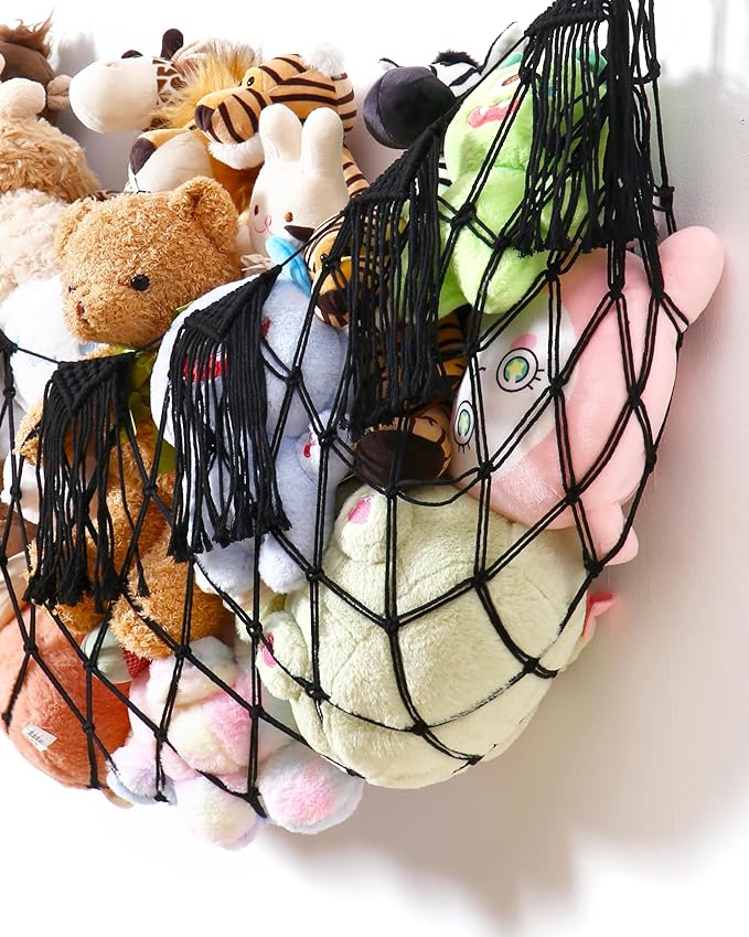 Creative Stuffed Animal Storage Hammock with Lights - Plushie Net Hammock for Stuff Animal Organizer and Teddy Bear Holder,Small Pet Net for Nursery Baby Bedroom Playroom Decor