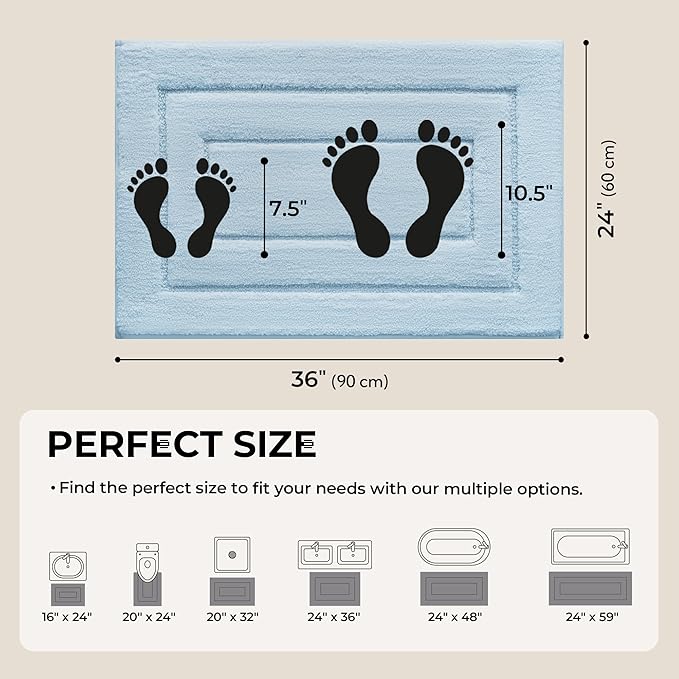 GRANNY SAYS Bathroom Rugs Non Slip, 24" x 36", Bath Rugs for Bathroom Washable, Bath Mats for Floor, Microfiber Bath Mat for Tub, Absorbent Bath Rugs for Shower Room, Pearl White