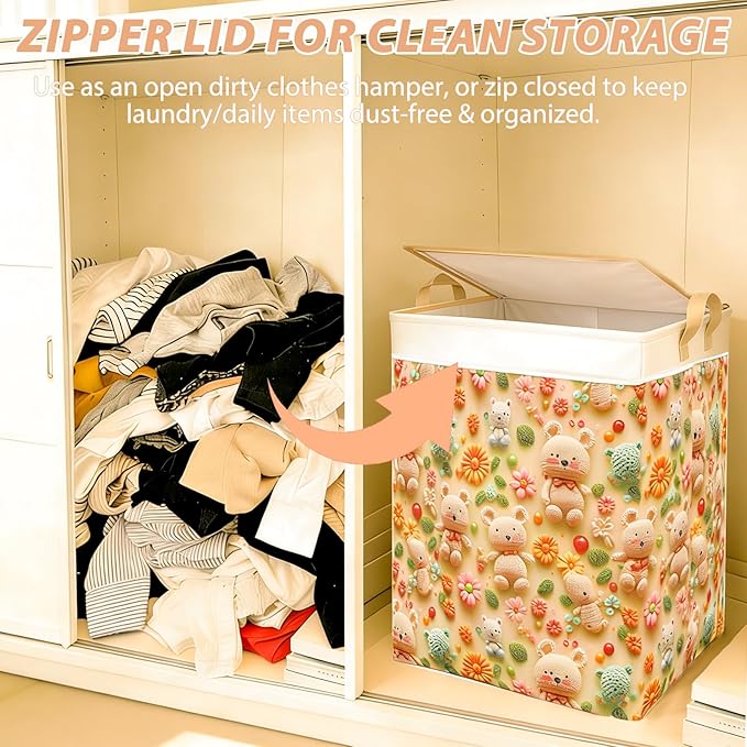 120L Extra Large Laundry Basket with Lid & Handles, Collapsible Waterproof Laundry Hamper for Laundry Room Organization