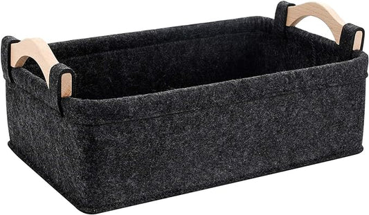 Small Basket Gray Storage Baskets for Shelves Fabric Storage Bins for Living Room Kitchen Playroom Bathroom Toilet Dorm Narrow Storage Basket Organizer Decorative Basket