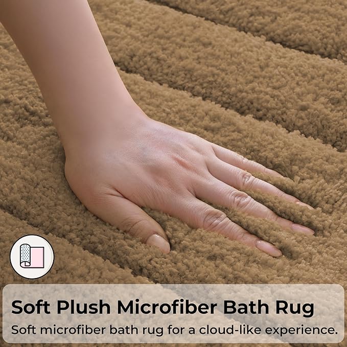 GRANNY SAYS Bathroom Rugs Non Slip, 16" x 24", Bath Rugs for Bathroom Washable, Bath Mats for Floor, Microfiber Bath Mat for Tub, Absorbent Bath Rugs for Shower Room, Champagne